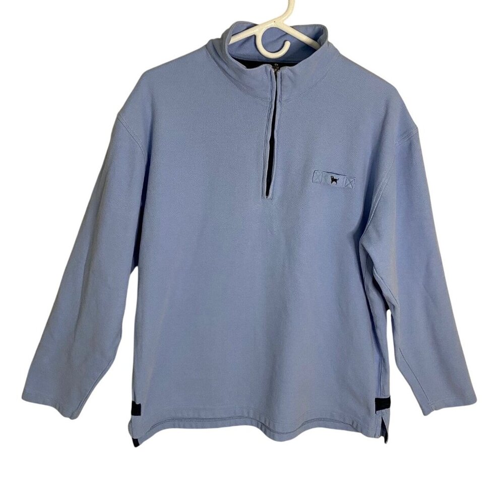 The Black Dog Brand Cotton Pique Pullover 1/4 zip size large Light Blue Preppy
